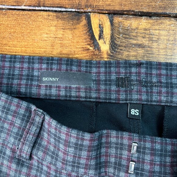 Kut From The Kloth Womens Skinny Plaid Pants Size 8S Black & Burgundy Polyester/ - Picture 5 of 14